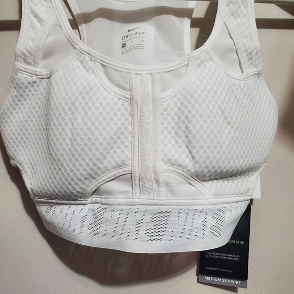 Nike Womens Sz Small Swoosh Ultrabreathe Padded Sports Bra Sail/Grey Fog NWT - Picture 4 of 10